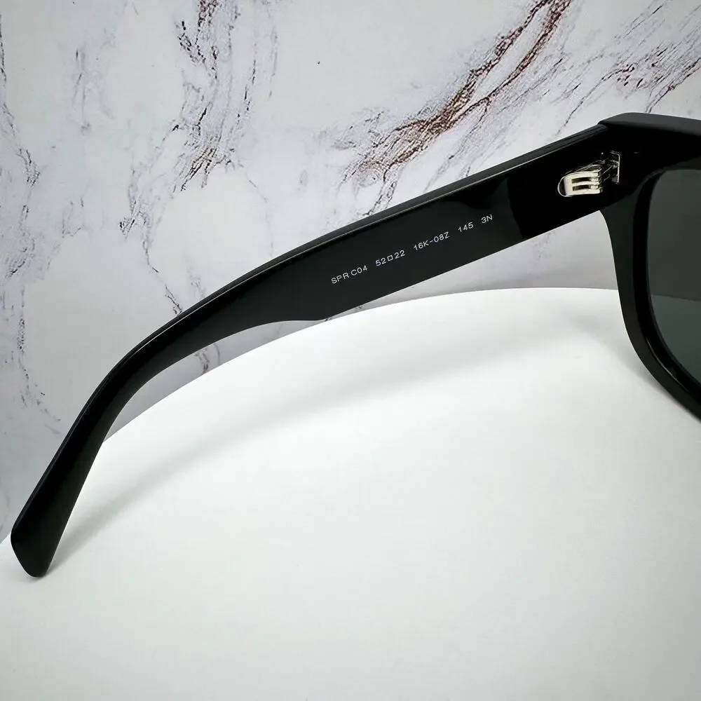 New PRADA Sunglasses PR C04S 16K08Z Black Square Acetate Grey Lens 52-22-145 - Picture 7 of 16